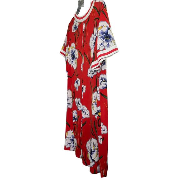 MADISON LEIGH BELOW KNEE/MIDI TUNIC DRESS, WOMENS, 3X, RED - BLUE YELLOW FLORAL - Picture 5 of 10